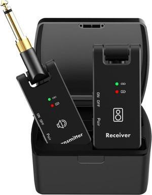 Wireless Guitar System 2.4 Ghz Guitar Bass Transmitter and Receiver with Battery Case for 6.35mm 3.5mm Mono Audio Electric Music Instruments (WP8)