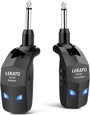 2.4Ghz Wireless Guitar System Wireless Guitar Transmitter Receiver with 4 Channels for Electric Guitar Rechargeable Audio Guitar Wireless Transmitter and Receiver for Electric Instruments