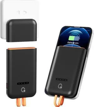 Portable Charger with Built-in Cables and 45W AC Wall Plug, Usb C Fast Charging Power Bank with Cords,10000mAh External Battery Pack Compatible with iPhone Android Phone Laptop tablet