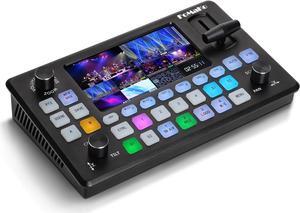 Video Mixer Switcher 5.5 Inch FHD LCD Screen 4-channel HDMI Live Streaming Switcher 1080p 60FPS USB Recording USB3.0 Output PTZ Controller HDMI Video Switcher (Does not support 4K) KC601 Pro