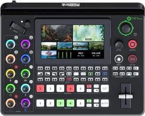 RGBlink Mini-Edge, All in One Video Mixer Switcher 4K Multi-Cam PTZ Controller with 8-Ch Audio Input, 5-Ch Video Input Video Production Solution for Live Streaming, Podcasting, Content Creation...