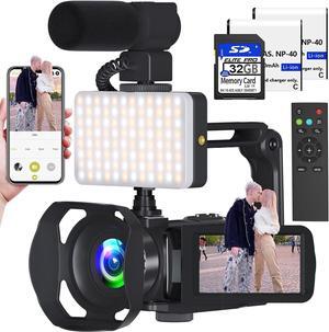 Video Camera 8k Camcorder 48MP UHD WiFi IR Night Vision Vlogging Camera for YouTube, 18X Digital Zoom 3.0 LCD Screen Digital Camera with Microphone, 32G SD Card, Remote Control and 2 Batteries
