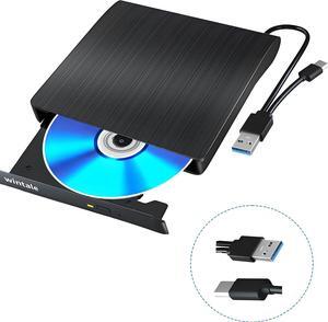 5 in 1 External blu ray Drive,Multifunctional USB3.0 Type-C 3D External blu ray Slim Optical Drive CD DVD Drive Burner with SD/TF Port/2 USB3.0 Hubs for pc Windows XP/7/8/10/11, Mac, Laptop