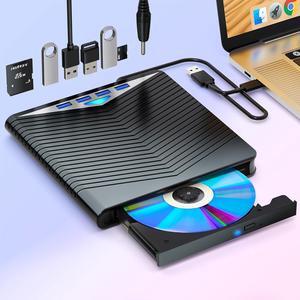 7-in-1 External Compatible Blu ray Drive DVD/BD Player Read/Write Portable Bluray Drive USB 3.0 and Type-C DVD Compatible Blu ray Burner Compatible with/Win7/Win8/Win10/ Mac OS