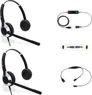 Agent Computer Headset Bundle for Training | Monitoring | Supervising : Includes 2 x HD-550 Headset with Noise Canceling Microphone, USB Cable and Training Y Cable for Computers.