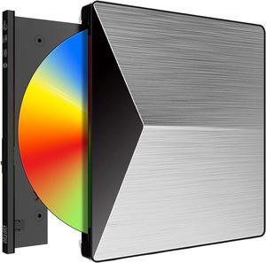 External Blu-ray Drive USB 3.0 Type C Protable BD-RE ROM CD/DVD Burner 3D Rewriter Player Disc RW Optical Drive for Laptp Desktop PC Computer with Windows 7/8/10/11 MacBook Air Pro Mac