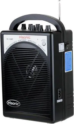 HS122BT-LL Portable Rechargeable PA System with Dual Channel Wireless Microphones with Bluetooth, Black