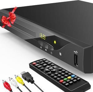 Blu Ray DVD Player, 1080P Home Theater Disc System, Play All DVDs and Region A 1 Blu-Rays, Support Max 128G USB Flash Drive + HDMI/AV/Coaxial Output + Built-in PAL/NTSC with HDMI/AV Cable