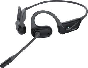 Open Ear Headphones with Mic, Lightweight Bluetooth 5.4 Headset with Microphone Noise Cancelling Mute Button, Wireless Headset Earphones for Work, Driving, Home Office, Workouts