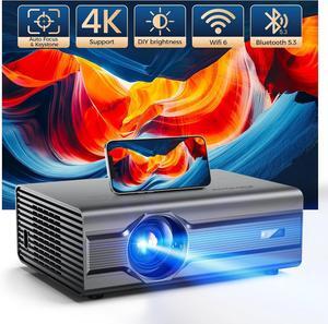 4K Projector with WiFi 6 and Bluetooth 5.2, 850ANSI Native 1080P Outdoor Movie Projector Smart Home Theater Projectors UP to 300" & 50% Zoom for iOS/Android/TV Stick