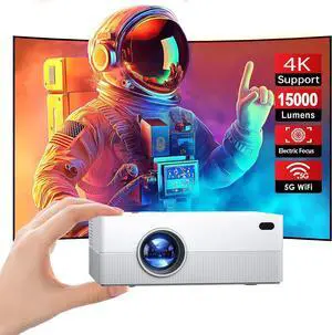 4K Mini Projector with WiFi and Bluetooth, JOWLURK 15000L Portable Projector, Outdoor Movie Projector for Home, Compatible with Android/iOS/Windows/TV Stick/HDMI/USB