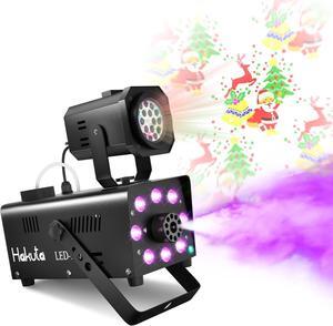 LED Projector Light Smoke Machine with Timer of 5/15/30min Continuous Spray, 13 Colorful LED Light Effects, 500W 2300CFM for Halloween, DJ, Party, Stage