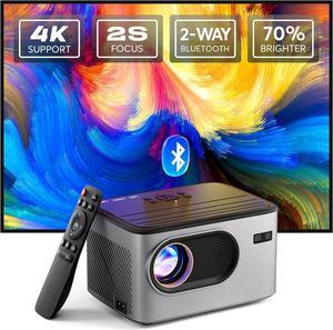 4K Projector, Native 1080P Bluetooth Projector, Portable Outdoor Movie Projector, Mini Projector for Home Theater, Compatible with Smartphone,HDMI,USB,TV Stick