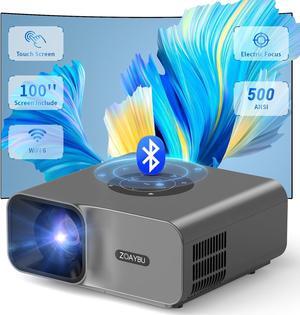 Projector with WiFi and Bluetooth, Native 1080P Electric Focus Portable Outdoor Movie Projector with Screen for Home Theater, Compatible with HDMI/USB/PC/TV Stick/iOS and Android Phone