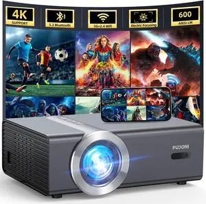 [Electric Focus/Auto Keystone] Projector with WiFi and Bluetooth, Native 1080P 20000L 4K Supported, FUDONI Outdoor Movie Projector for Home Theater UP to 300",for HDMI/USB/iOS/Android/TV Stick/Laptop