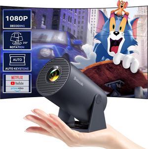 Mini Projector Built in Android TV 11.0 Portable Smart Projector with Wifi and Bluetooth 180°Rotatable 1080P Support Short Throw Outdoor Auto Keystone 40''-130'' Screen Home Theater Projector