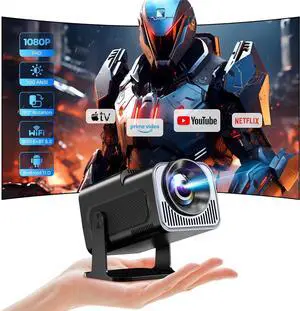 180°-Rotation Adjustable StandSmart Mini Projector with WiFi and Bluetooth,1080P Portable 4k Outdoor Portable Projector,300ASIN LM,Support 2.4G/5G Wi-Fi6, BT5.2 With Android 11,2024NEW(Black)