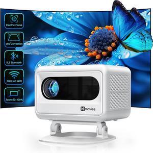 Mini Projector with WiFi and Bluetooth, ±50° Vertical Keystone Portable Projector with Tripod, FHD 1080P Movie Projector for Smartphone/TV Stick/HDMI/USB