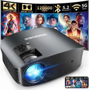 Projector 4K With WiFi And Bluetooth Supported, FHD 1080P Mini Projector For Outdoor Moives, 5G Video Projector For Home Theater Dolby Audio Zoom Portable Projector TV Stick PPT (YG600 Plus)