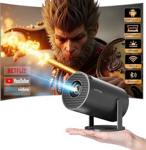 Mini Projector with WiFi and Bluetooth, Auto Keystone Ceiling Projector,2024 Upgraded 350ANSI, Smart Projector with Android11.0, Short Throw Outdoor Portable Movie Projector, HY300Pro