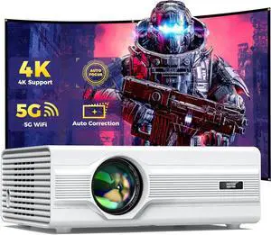 Projector with WiFi 6 and Bluetooth 5.2, 600 ANSI Native 1080P 4K Supported, Agreago Outdoor Projector with Screen, Movie Projector Compatible with HDMI/USB/TV Stick