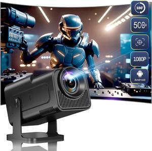 Smart Mini Projector with WiFi and Bluetooth, Full HD 1080P, Auto Keystone,4K Video Portable Ceiling Projector,Wifi 6,Android 11.0 (Black)