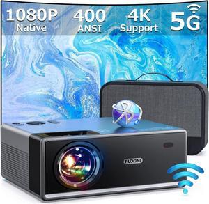 Projector with 5G WiFi and Bluetooth, 1080P 15000L Outdoor Projector with HDMI and USB, Max 300" Display Zoom Function for Movies & Gaming, Compatible with TV Stick/Phone/Laptop