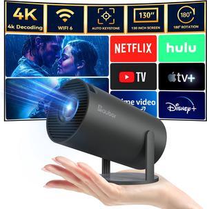 Mini Projector with Android TV 11.0, Support 1080P Smart Portable Projector with 5G WiFi and Bluetooth, 10000 LumenAuto Keystone Correction, Premium 360 Sound, 40"-130" Screen Video Projector