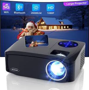 1080P 5G WiFi Bluetooth Projector, AILESSOM 20000LM 450" Display Support 4K Movie Projector, High Brightness for Home Theater and Business, Compatible with iOS/Android/TV Stick/PS4/HDMI/PPT/USB