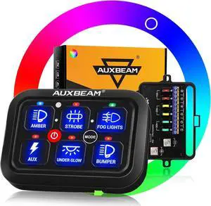 RGB 6 Gang Switch Panel RA60 Auto-Dimmable Switch Panel w/Momentary Toggle Pulsed, Control Panel Switch Pod w/Memory Function 12-24V Switch Panel for Truck UTV Boat Waterproof, 2-Year Warranty