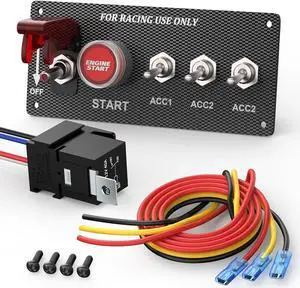 5 in 1 Ignition Switch Panel Race Toggle Switch Panel DC 12V 30A Racing Switch Panel Push Start Ignition Kit for Car Truck