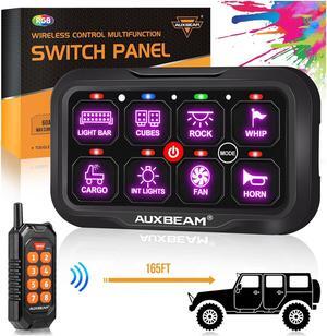 8 Gang Switch Panel RC-800 RGB Wireless Remote Control Range Up to 165FT Multifunction Switch Pod 3 lighting modes with Backlit Off and Auto Dimmable for RV Offroad Waterproof 2 Years Warranty