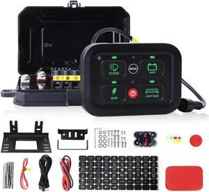 4 Gang Switch Panel, 40A Automotive Switch Panel with 3 Lighting Modes Built-in Solid State Relays Auto Dimmable RGB Backlit Function 12V Waterproof Control Panel for Truck UTV Marine