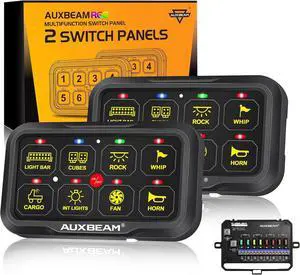 RGB Dual Switch Panels 8 Gang Switch Panel RA80 X2, Momentary Pulsed Toggle Switch Panel for Offroad SUV Hunting Truck Camper Van Food Truck Boat, Waterproof 2-Year Warranty