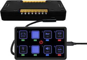 Car 8 Gang Swith Panel Toggle Momentary Pulsed Multifunction Bluetooth Control Touch Switch Panel for Marine Boat Truck RV ATV UTV Can Am 12V 24V Waterproof