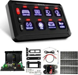 8 Gang Switch Panel Multifunction Constant Momentary Strobe Panel Backlight Color Changing 60A IP65 Universal 12V 24V for Truck UTV Offroad