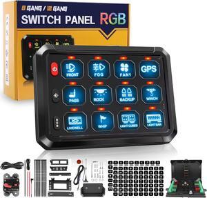 CO LIGHT 12 Gang Wireless Switch Panel Remote Control Range up to 165FT 5-Level Brightness Multifunction Built in Solid State Relay Switch Panel for Off-Road Truck SUV UTV RV