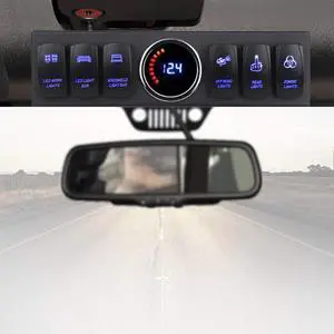 6 Gang Rocker Switch Panel Pod with 80A Relay Box Circuit Breaker Source Control System Compatible with Jeep Wrangler JK JKU 2007-2018 with 12 Switch Covers & a Switch Clip Remover