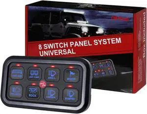 8 Gang Switch Panel, On-Off LED Multifunction Switch Panel Automatic Dimmable LED Touch Control Panel Box Universal Electronic Relay System Circuit Control Box for UTV SKU Truck ATV