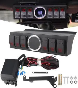 6 Gang Rocker Switch Panel Overhead with Relay Box Control System Compatible with 2007-2017 Jeep Wrangler JK Sahara Rubicon(NOT for 2018+ JL Models)
