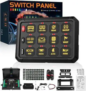 12 Gang Switch Panel, Wireless High Power Multifunction 12v Switch Panel for Truck Car ATV UTV