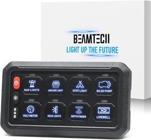 Wireless 8 Gang Switch Panel, RGB Multifunction Switch Toggle Momentary Pulsed Circuit Control Relay System Box Auxiliary Touch Control Switch LED Light Controller for Off Road Car