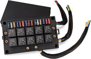 12V Automotive Fuse and Relay Box, with 12 AWG Pre-Wired, 10 Relays and 15 ATC/ATO Blade Fuses, 5Pin Relay Fuse Block and Relay Kit, for Cars Truck Marine Boat Jeep