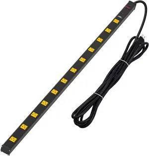 Heavy Duty Metal Wide Spaced Power Strip Surge Protector with 15A Circuit Breaker 15FT Extral Long Cord 1800-Joule (12 Outlet)