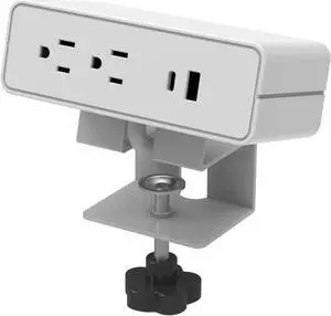 NeatHub Desktop Power Strip, 2-Outlet, 2-Port White Desk Clamp Power Strip, Smart Power Distribution Desk Power Station, Desk Outlet for Laptops, Tablets, Mobile Devices