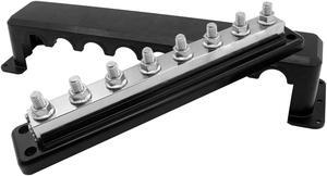 600A Bus Bar Heavy Duty Power Distribution Block 48V DC Busbar Box with 8X M10(3/8") Terminal Studs for Battery Marine Automotive RV Car Truck (Black)