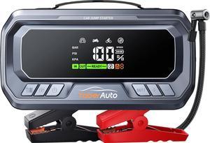 Portable Car Jump Starter with Air Compressor 160PSI, 6000A 65W Charging Car Battery Jump Starter Battery Pack (All Gas/12L Diesel) Jump Box Car Battery Jumper Starter Portable, 600lm Lights
