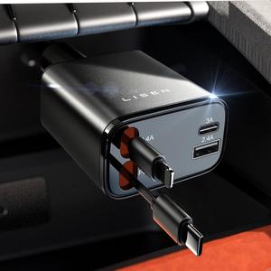 Retractable Car Charger [69W USB C Car Charger Adapter] iPhone 16 Car Charger Fast Charging, Car Accessories Gift for Women, Retractable USBC Car Charger for iPhone 16 15 14 13 12 Android, Black