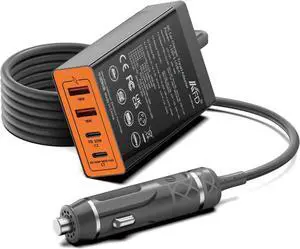 156W Car Charging Staition,Fast USB C Car Charger,PD3.1 & QC3.0 Fast Charging Cigarette Lighter Car USB Charger Multi Port with 6.56FT Cable for MacBook/iPad/iPhone 15 Pro Max/ S24 S23