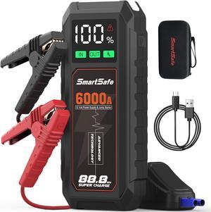 Jump Starter Portable 6000A 24000mAh Car Battery Jumper Starter Battery Pack for Up to 10.0L Gas & 8.0L Diesel Engines 12V Jump Box Battery Charger with USB Ports 3 Modes Lighting Storage Case